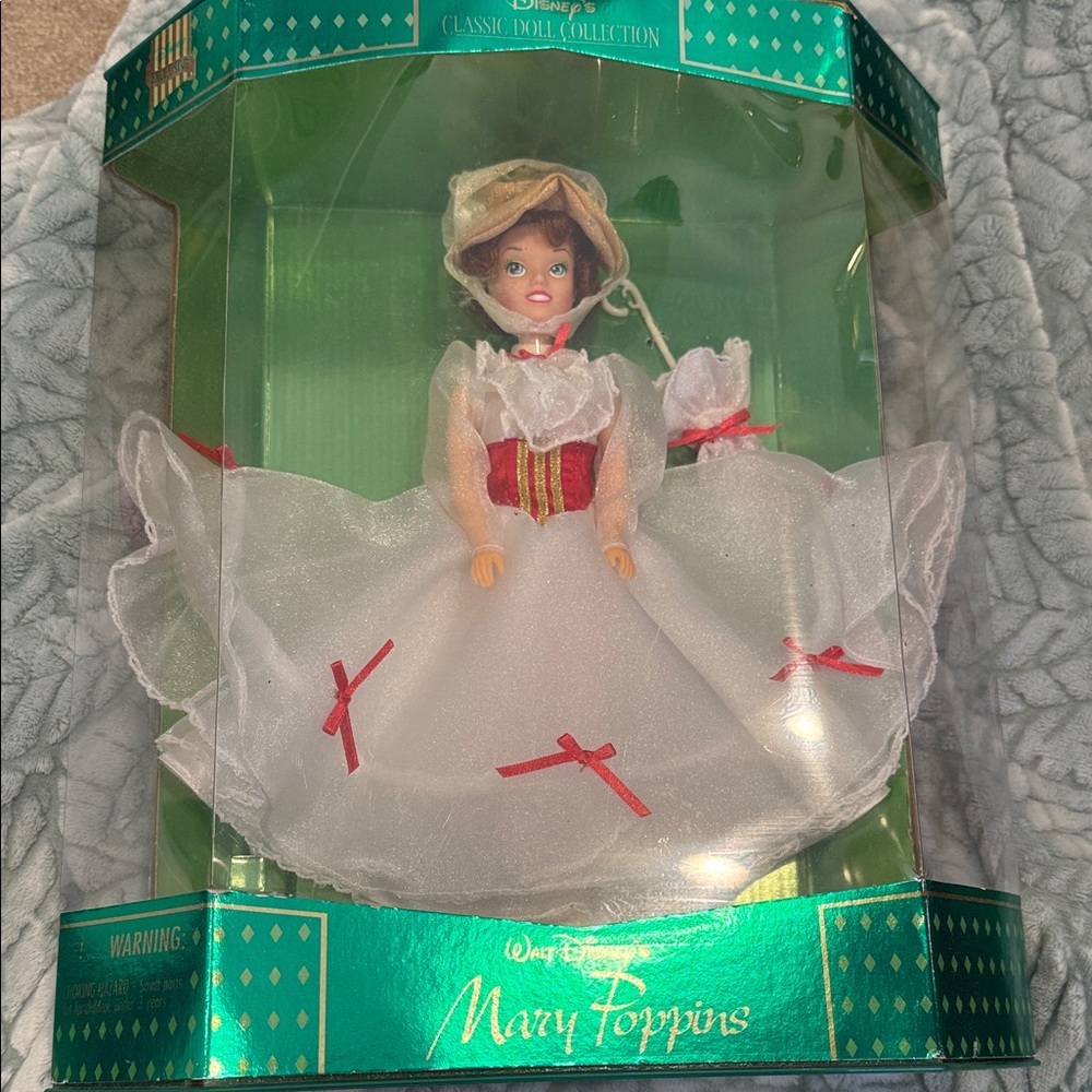 Disney Mary Poppins Doll in Elegant White and Red Ensemble